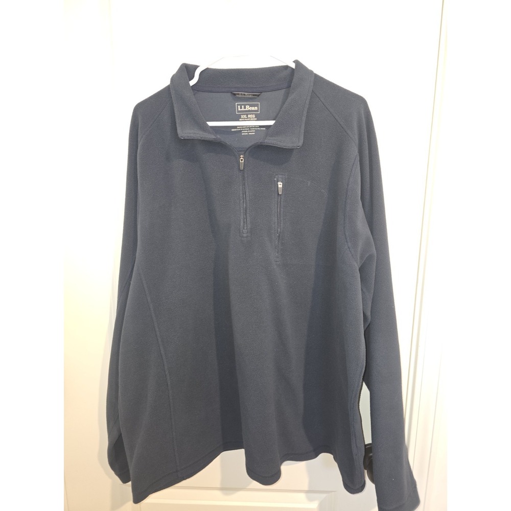 L.L. Bean Men's XXL Regular Dark Blue Quarter-Zip Fleece Pullover Jacket Outdoor